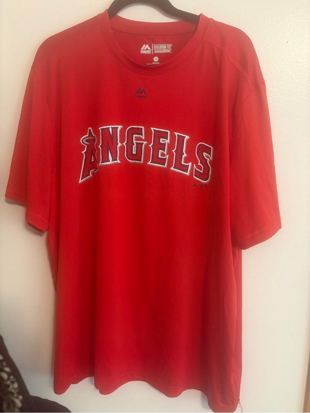 Majestic Red Performance Tee with Navy Logo